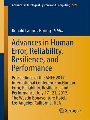 cover image of Advances in Human Error, Reliability, Resilience, and Performance